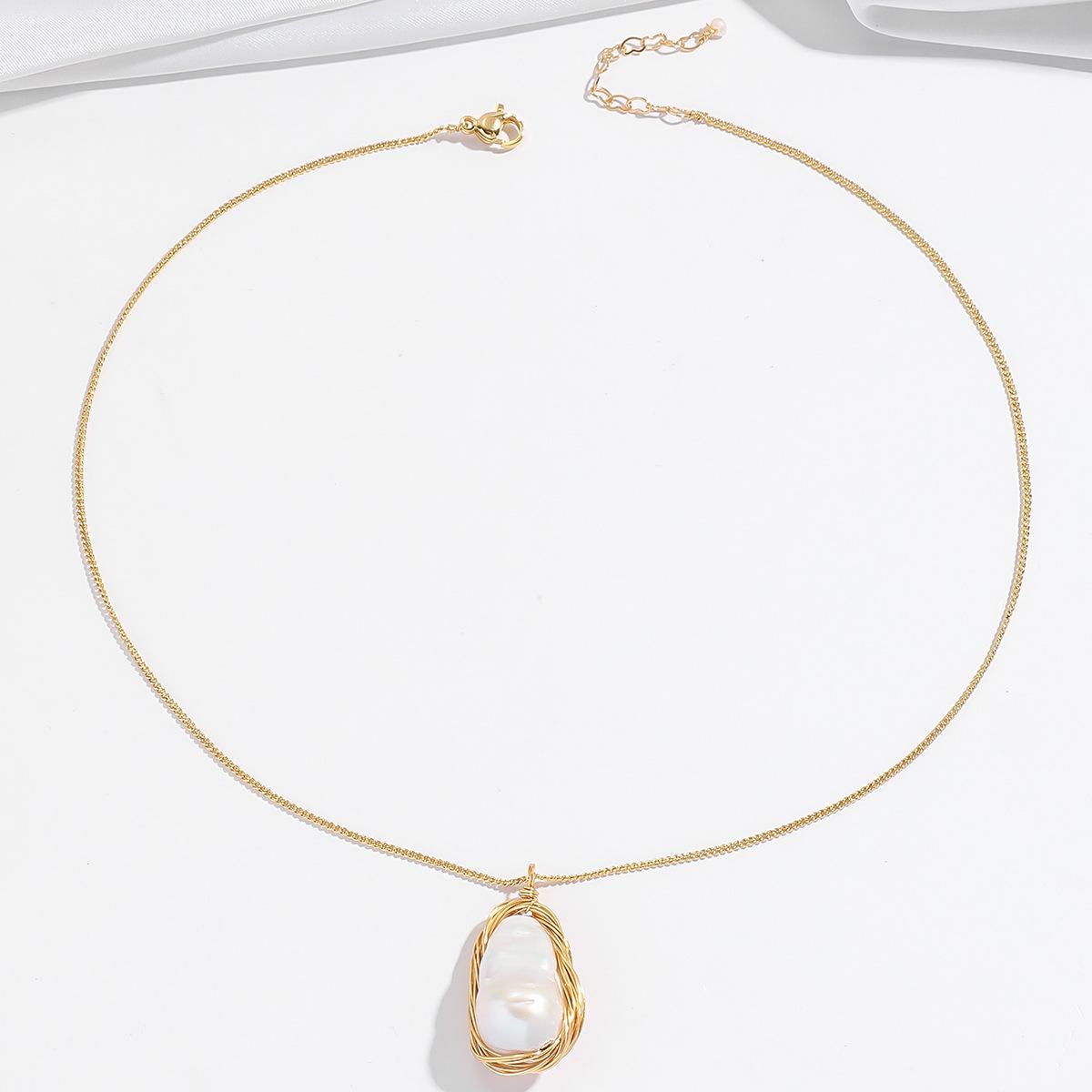 

Модное ожерелье из бирюзового барочного жемчуга для женщин - Цепочка на ключицу во французском стиле с уникальным дизайном