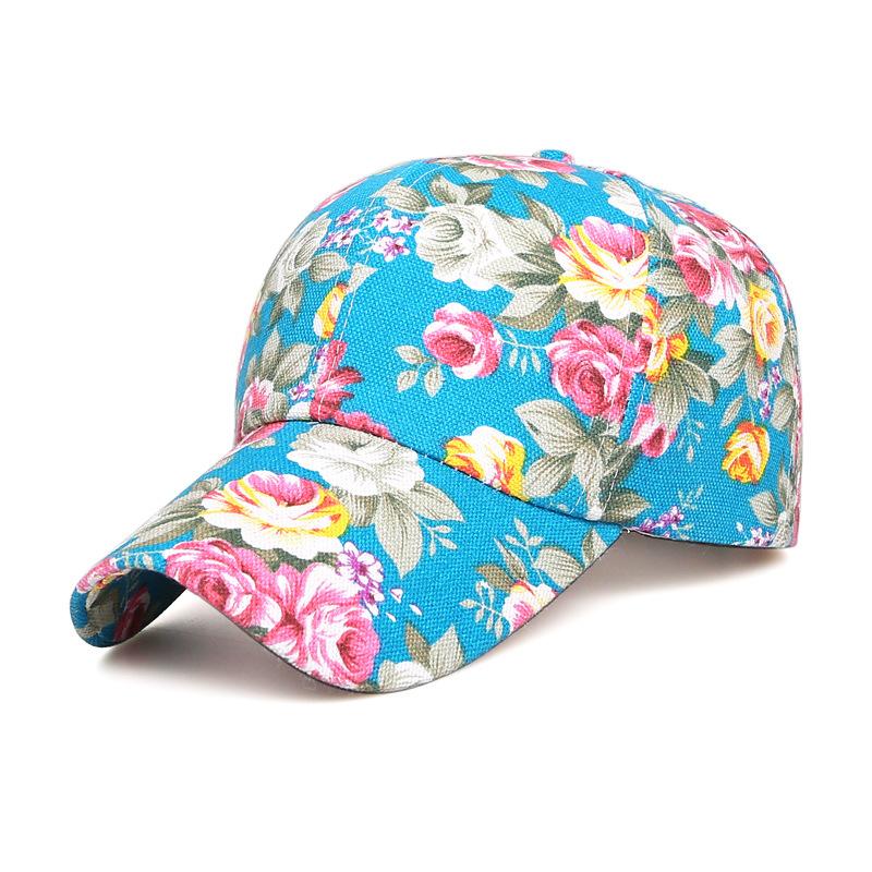Outdoor Sunscreen Hat Casual Women Baseball Cap Adjustable Casual Cap Cotton Polyester Floral Printed Hat For Spring Outdoor