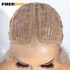 FREEDOM Long Straight Synthetic Lace Front Wigs For Women 30 Inch Ombre Blue Blonde Lace Wig Easy Wear Cosplay Wig