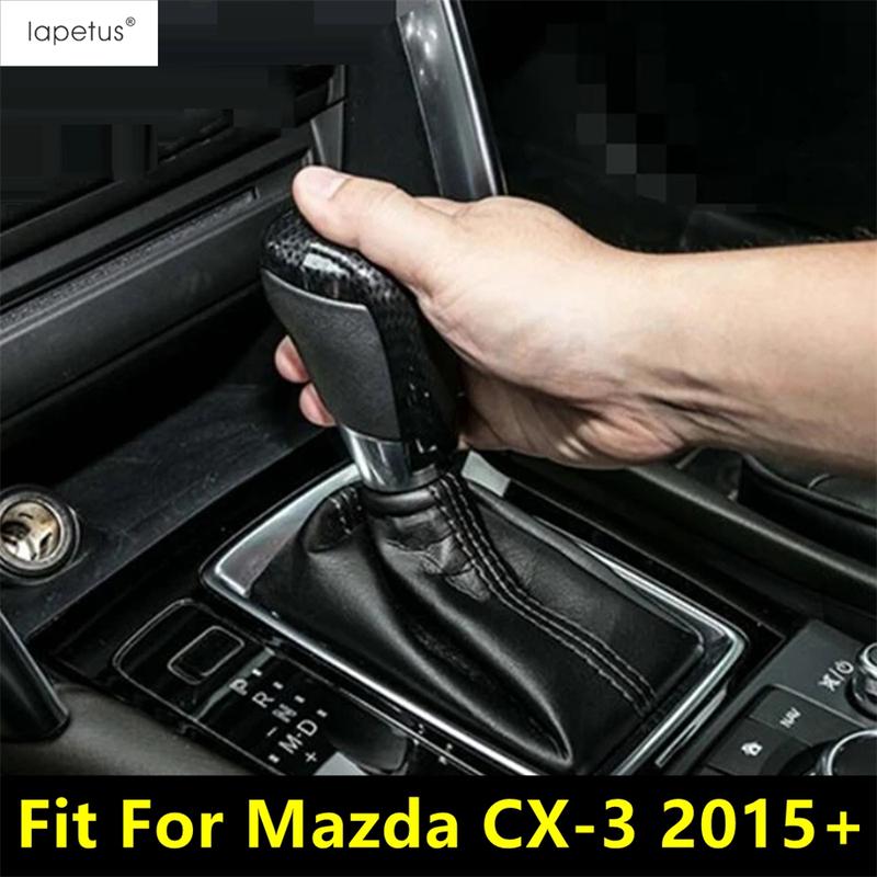 Gear Shift Knob Handle Decoration Cover Trim Carbon Fiber Style Accessories Interior Refit Kit For Mazda CX-3 CX3 2015 - 2024