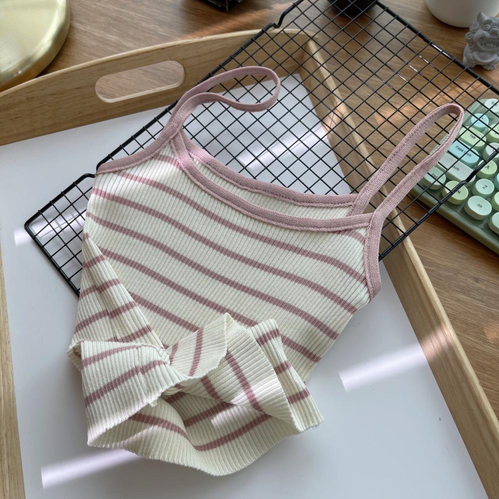 

Женская полосатая трикотажная кофточка: Сексуальное, утягивающее, летнее нижнее белье без рукавов больших размеров One Size розовый