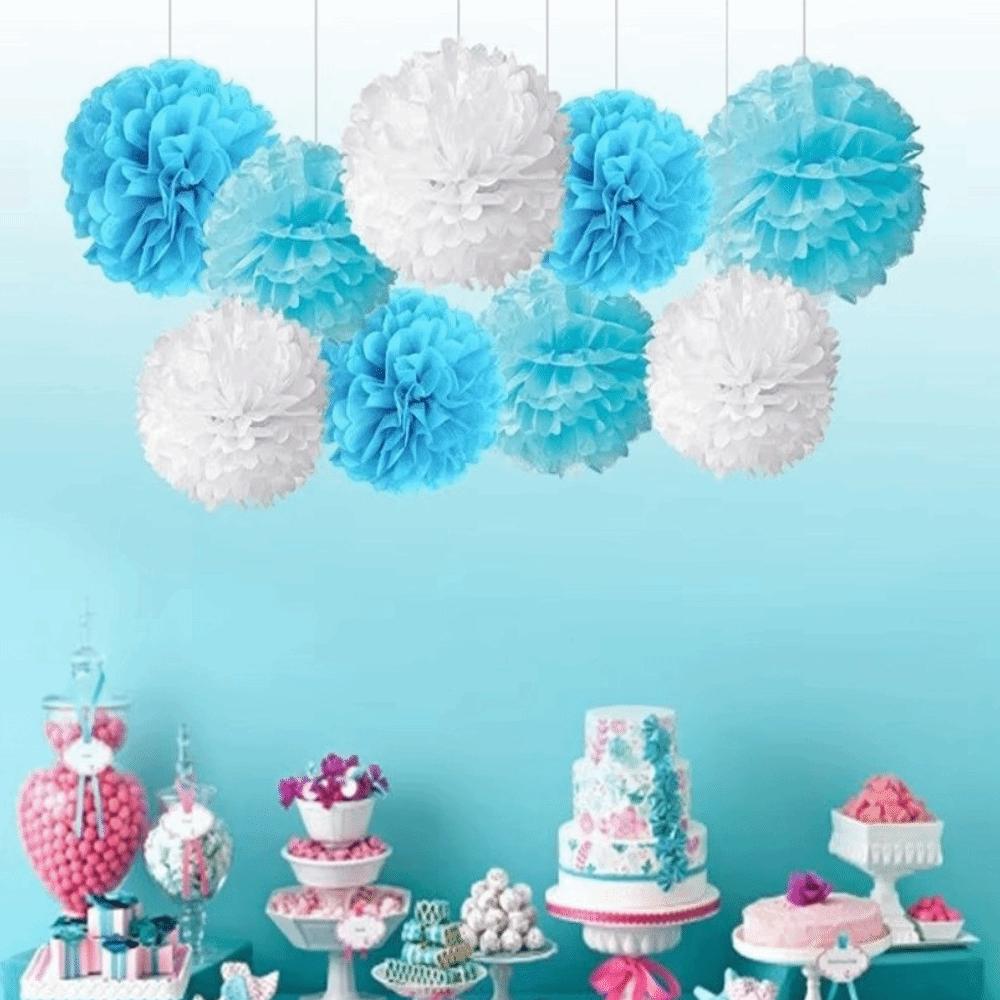 9Pcs/Pack DIY Craft Tissue Paper Flower Romantic Flower Balls Decorative Garland Pink Color Paper Flower Balls Celebration