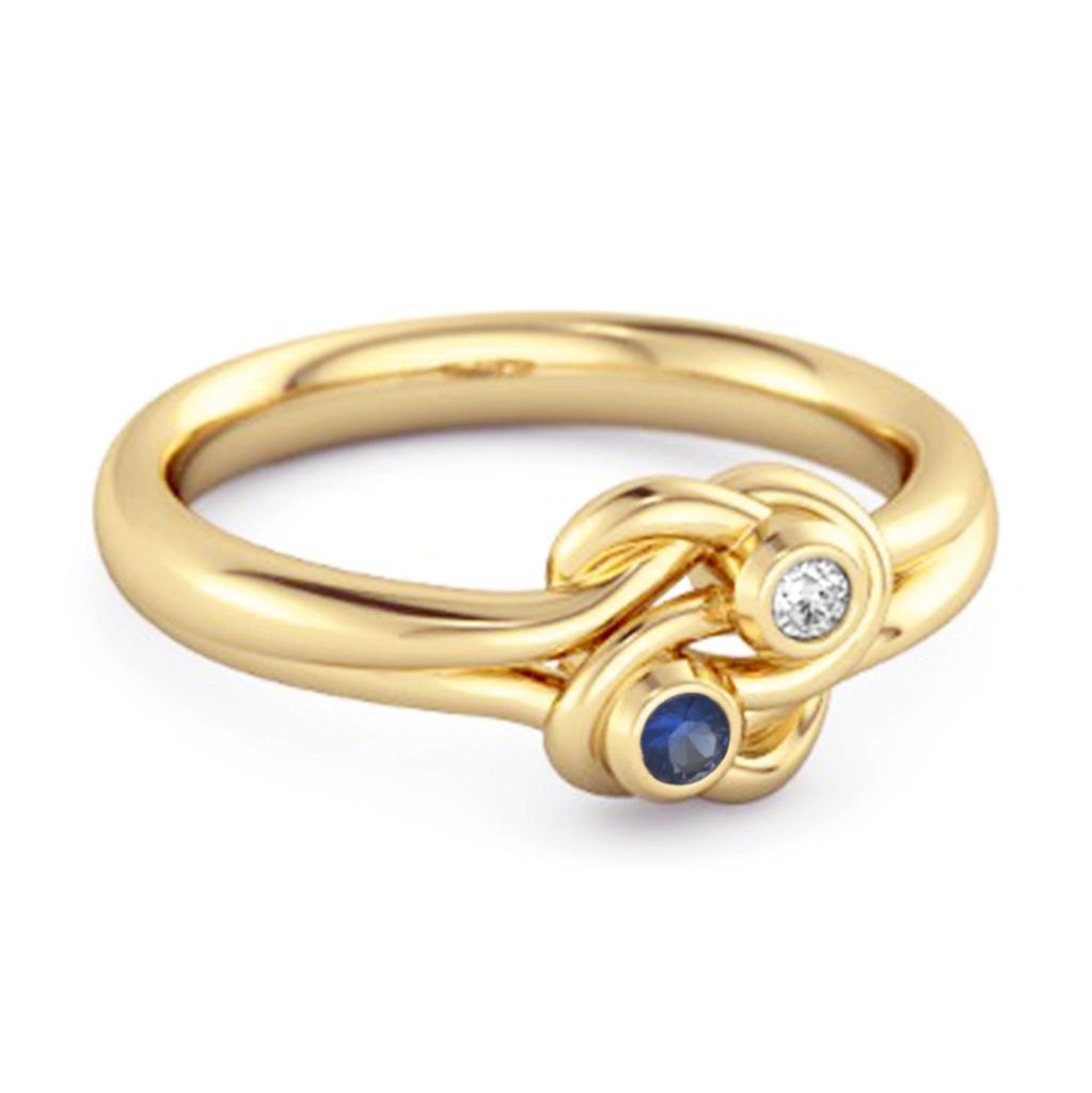 Blue Sapphire Dual Stone Stackable Ring - 925  Sterling Silver Gold Vermeil