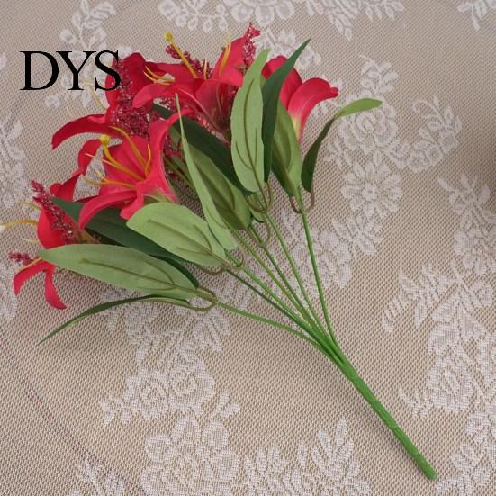 Lily Artificial Flower 1Pc 7 Heads Realistic Vivid Non-fading Not Wither Decorative Simulation Bouquet Gift Fake Home Art Decoration Scene Layout