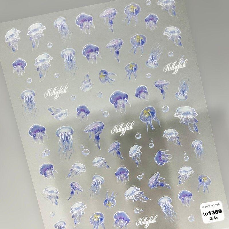 

Jellyfish Marine Relief Thin Tough Adhesive Manicure Sticker 1369# dream jellyfish