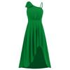 Summer Ladies Elegant Bow Suspender Pleated Irregular Sleeveless Dress For Women