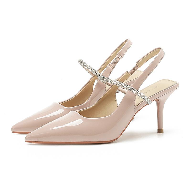 3-One-word Pointed Back Empty High-heeled Sandals Women's Summer New Pointed Stiletto High Heels
