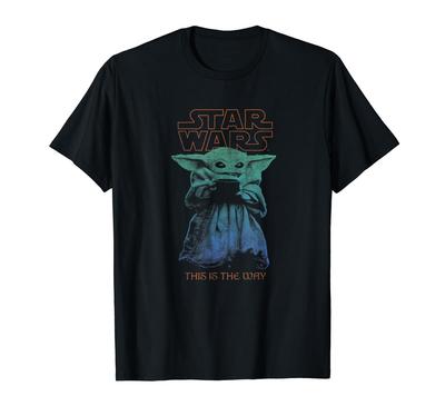 STAR WARS The Mandalorian Baby Yoda Holding Cup Faded T-Shirt