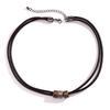 Minimalist Leather Knot Round Necklace for Men Hip Hop Niche High-end Beaded Collarbone Chain Accessory for Men