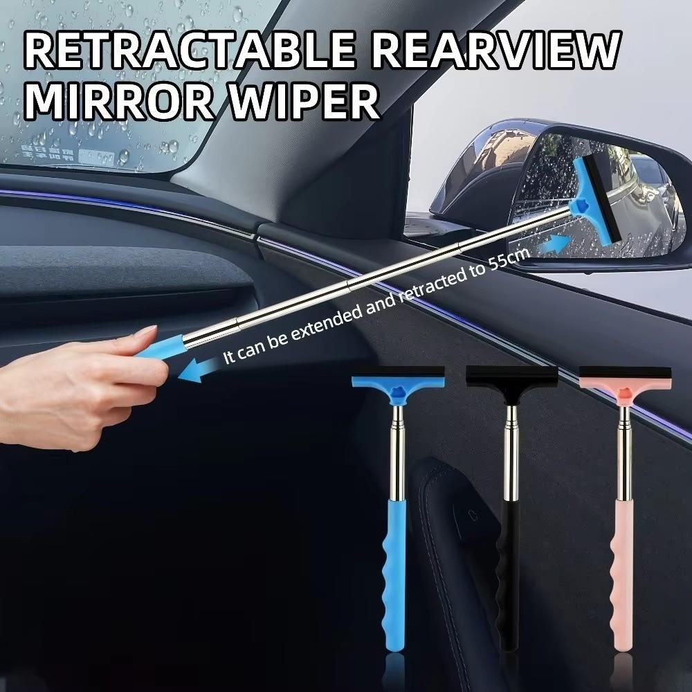 Handle Rearview Mirror Wiper Adjustable Length Window Wash Cleaning Brush Telescopic Squeegee  Auto