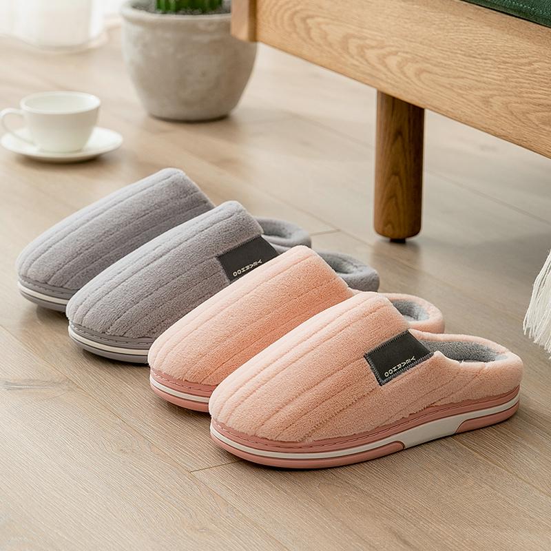 Winter Women Home Slippers Plush Warm Thick Bottom Slides Breathable Comfortable Non-slip Slippers Indoor Outdoor Men Casual Slippers