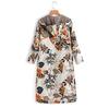  Womens Winter Warm Outwear Floral Print Hooded Pockets Vintage Oversize Coats