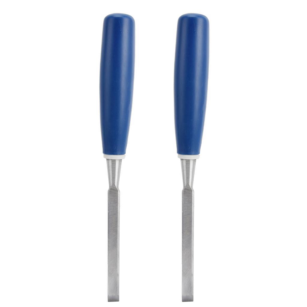 2 Stück Holzbeitel Hohe Härte Holzschnitzbeitelset mit blauem Griff für Holzbearbeitung Flach