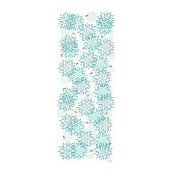 Hamamonyo Tenugui: Refreshing Fireworks, 100% Cotton, Approx. 34cm X 90cm, Dyed