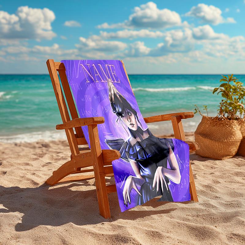 Personalized Customized Proof Beach Towel with Wednesday Addams Pattern - Soft, Absorbent,quick-drying,perfect Swimming,camping&bathing