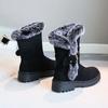 Zapatos de Moda Gruesos de Ante Negros de Punta Redonda de Media Caña para Mujer Botas de Nieve de Plataforma Elegantes y de Moda Calzado de Invierno