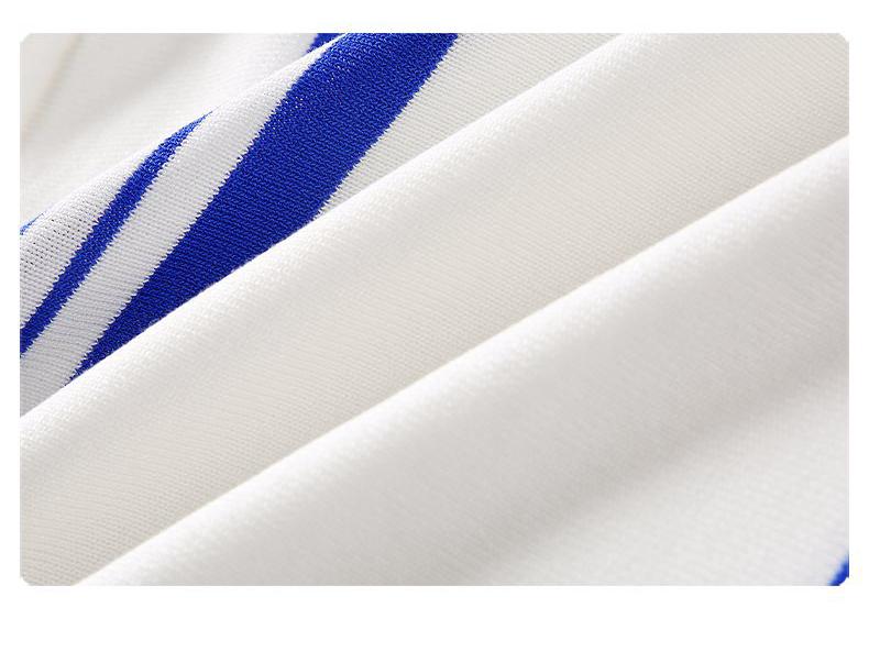 Men's Striped Patchwork Polo Collar Short Sleeve Knit Hoodie Top