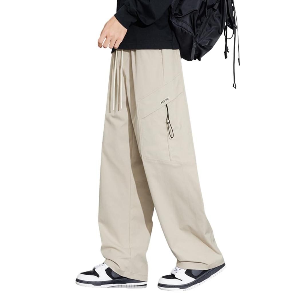 Inkpoo Casual Cargo Comfortable and Loose Casual Plus Size L Men's Pants, Fall/Winter Slacks, Fit, All-Season Style, Pockets, Sizes, Khaki,