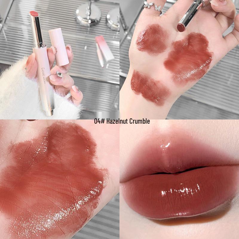 Gege Bear Solid Lip Gloss: Moisturizing, Delicate Color, Water-Light, Pseudo-Nude Mirror Finish.