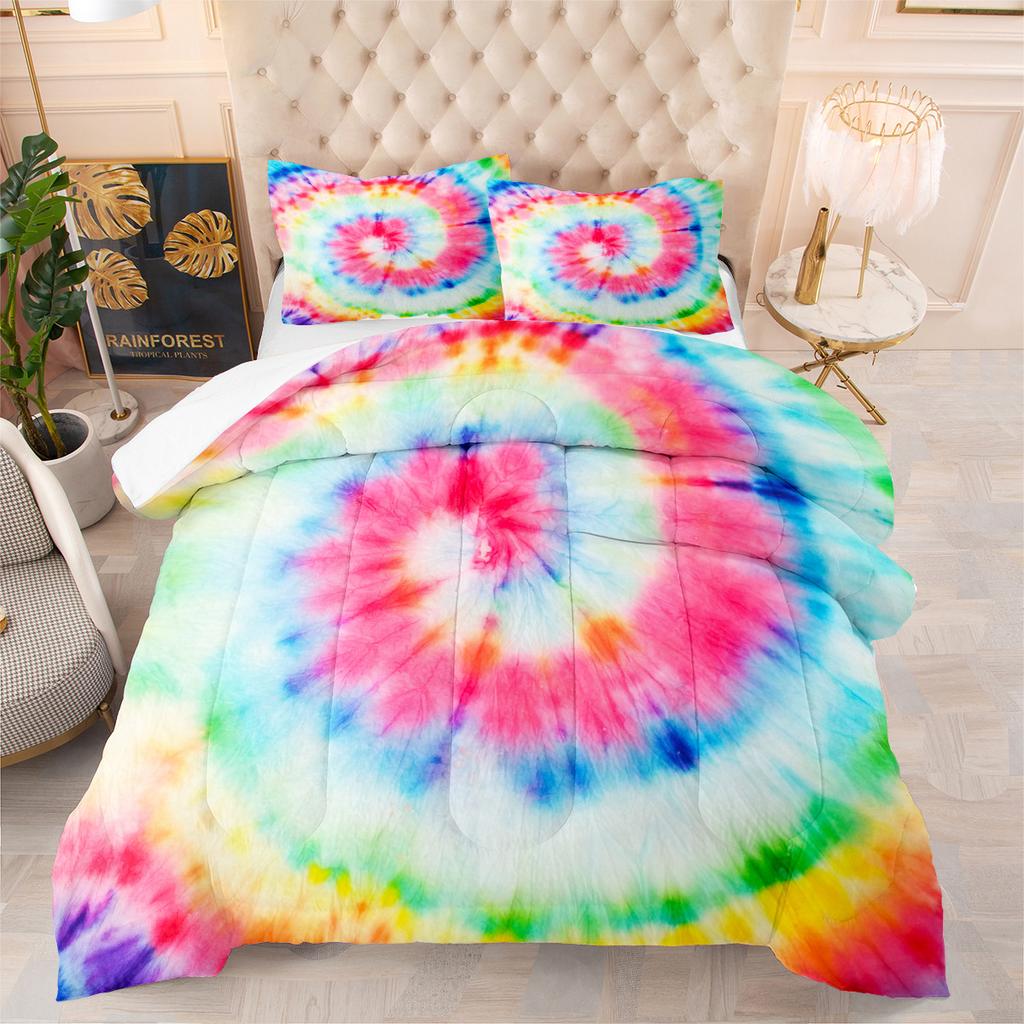 Halloween Digital Printing Bedding Feather Silk Cotton Quilt Night Sky Pumpkin Head Quilt Cover Three-piece Set