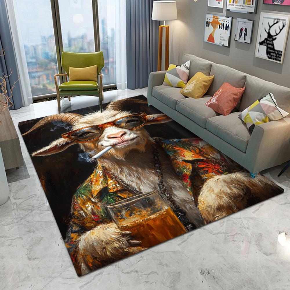 Funny Animal Carpet Mat Rug Street Art Style Vibrant Colors Home Decoration Living Room Bedroom Decorative Non-slip Floor Mat