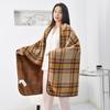 Keep Warm Wearable Shawl Blanket Winter Thick Plaid Blanket  for Women and Office Use
