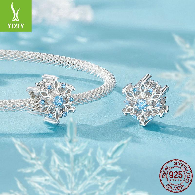 Winter Snowflake Diy Bracelet Beaded Accessories, Christmas S925 Silver Pendant