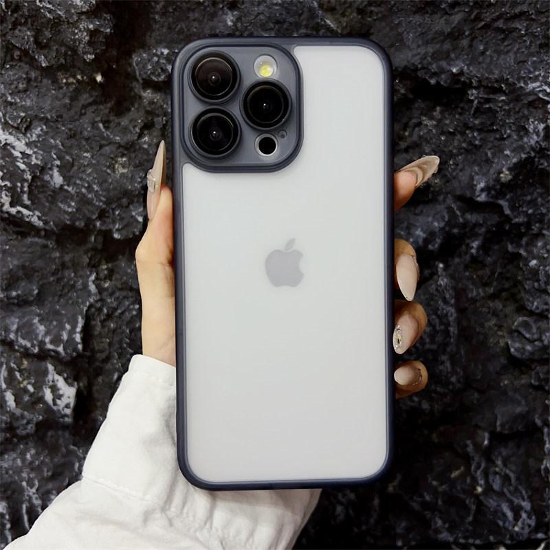 

Роскошный чехол 2-в-1 Frosted Ice Mist для iPhone 15 Pro Max 14 Plus 13 12 11 Pro, всесторонний противоударный чехол с защитной пленкой для объектива iPhone 11 чёрный