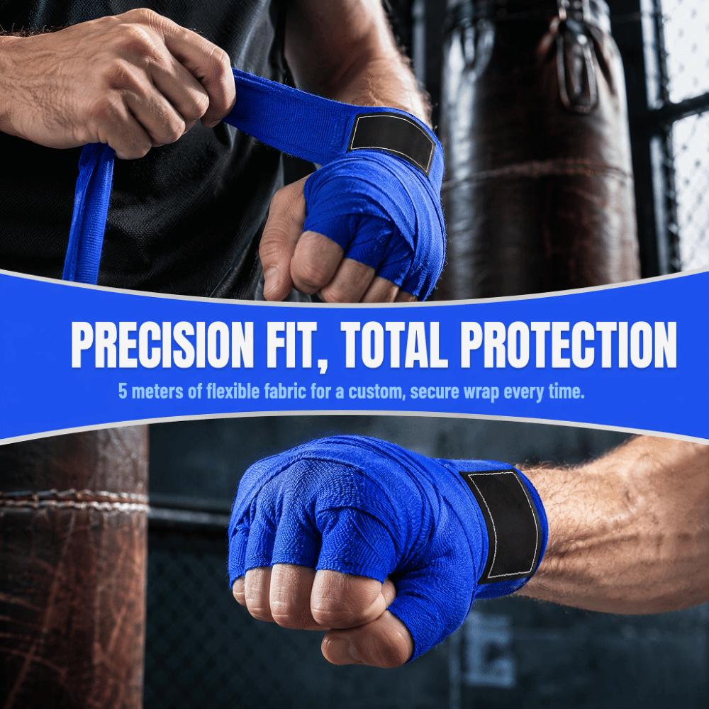 2pcs Cotton Material Boxing Hand Wraps Stretch Fabric Blue Boxing Hand Wraps  Kickboxing Workouts
