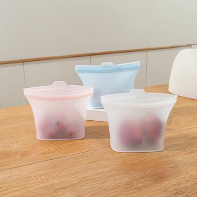 Fresh-keeping Bag Food-Grade Silicone with Sealing Strip Pouch Leak-Proof Reusable Microwave Safe Freshness Keeper for Home Kitchen Dining