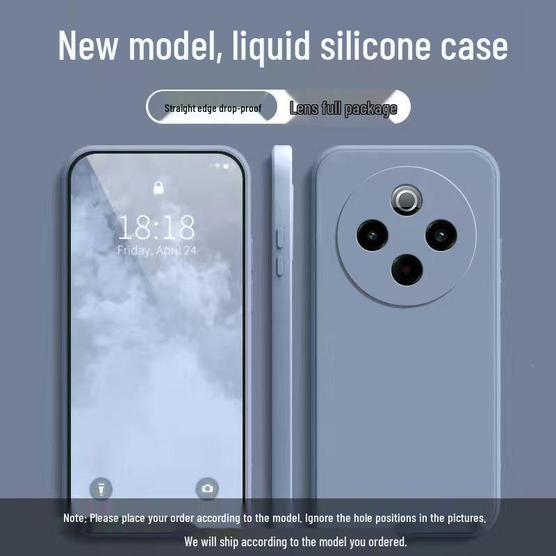 Vivo Y300pro+ Soft Silicone Cube Case: Solid Color, Liquid, Drop-Proof, All-Inclusive, Straight Edge Design