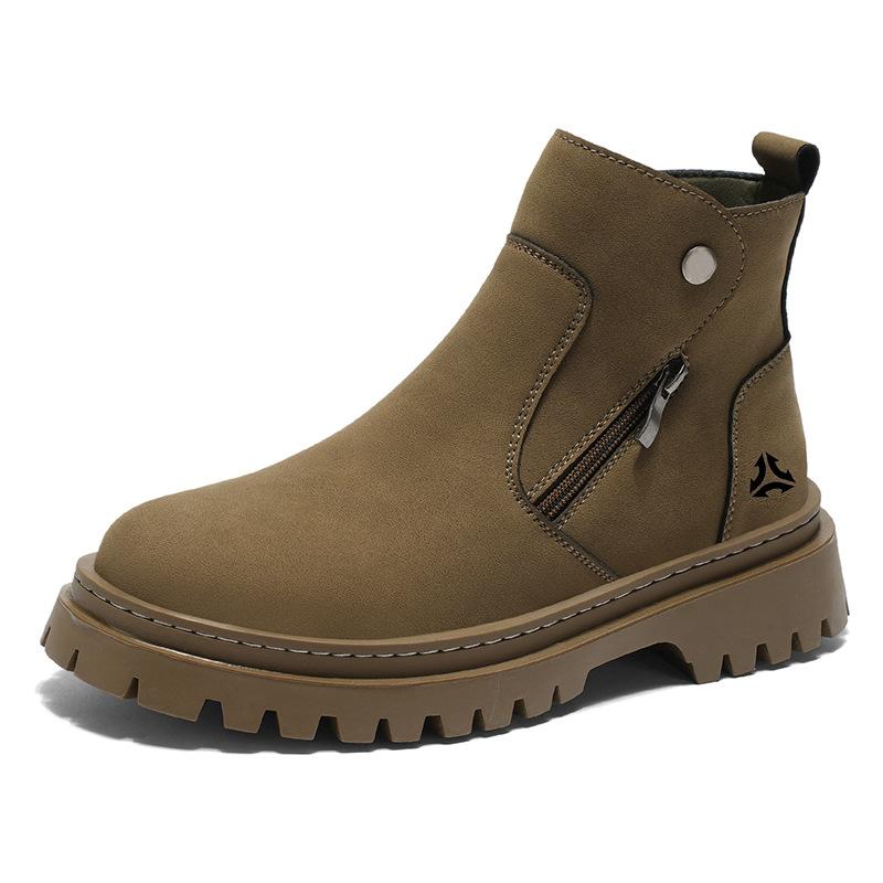 Autumn 2025 Fashionable Men Shoes Men's Ankle Boots High Top Side Zipper Casual Shoes Outdoor Chelsea Boots Men Motorcycle Shoe