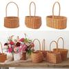 Willow Rattan Bride Flower Basket Picnic Container with Handle Picnic Weaving Basket Hand-Woven Flower Arrangement Basket