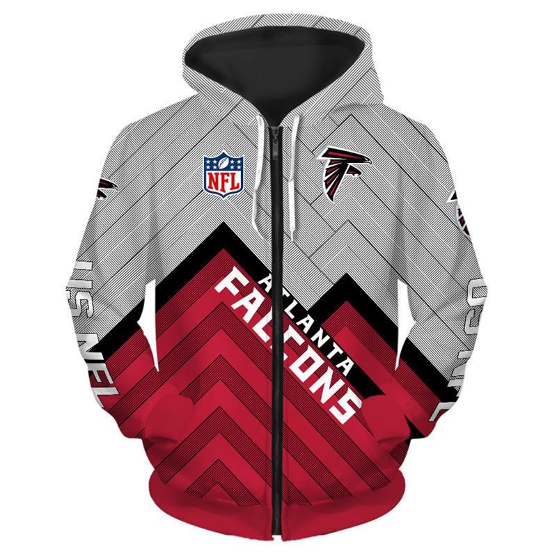 Herren Damen NFL Kapuzen-Reißverschluss-Sweatshirt Digitaldruck Lockerer Schnitt Freizeit-Sportbekleidung Alles
