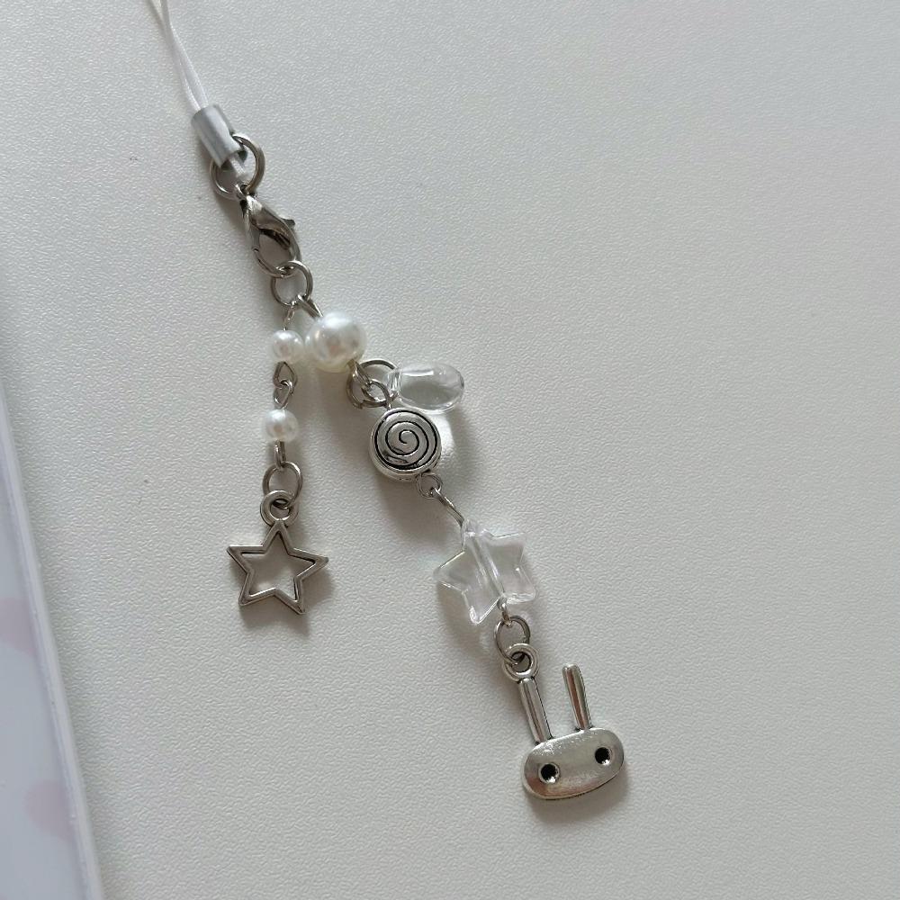 

Trendy Pendant Y2k Cell Phone Chain Sweet Girl Beaded Keychain Women Ladies as picture