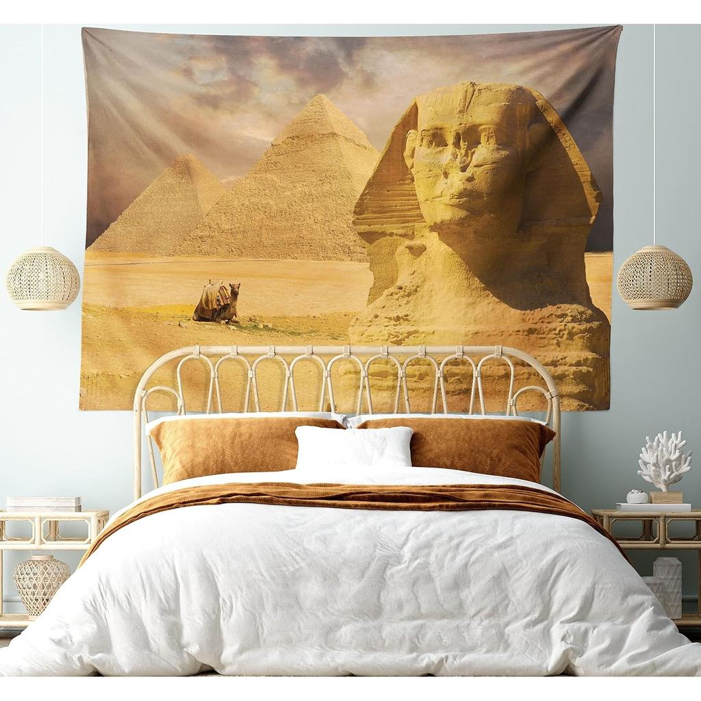 Ambesonne Tapestry of the Egyptian Sphinx Facing the Other Pyramids