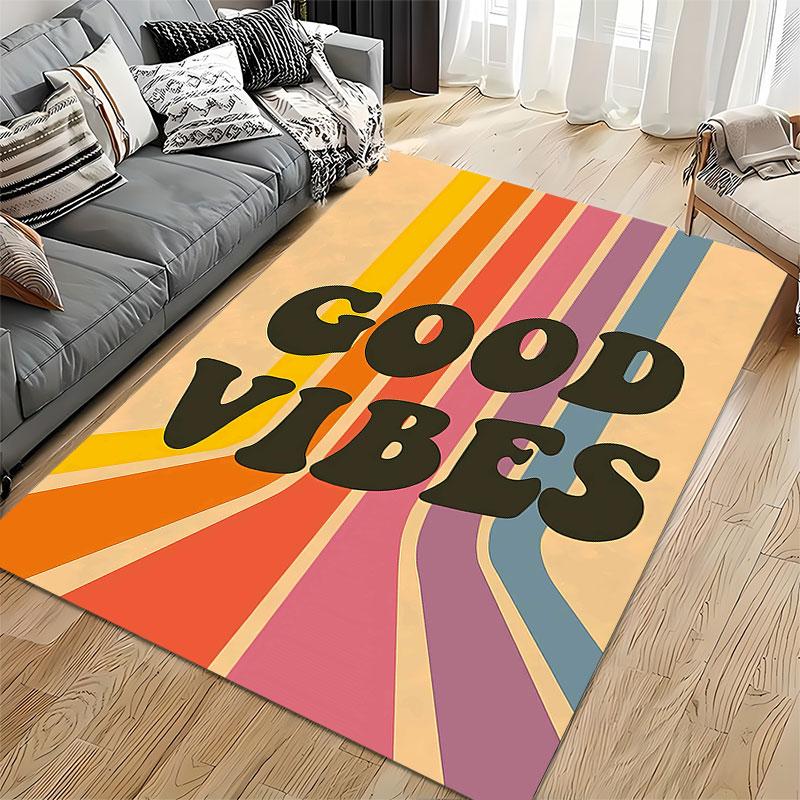 Vintage Retro Good Vibes Carpet suitable as a non-slip mat for the living room or bedroom sofa