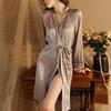 Ladies Hotel Sexy Cardigan Nightgown High-end Light Luxury Imitation Silk Fabric Pajamas Loungewear