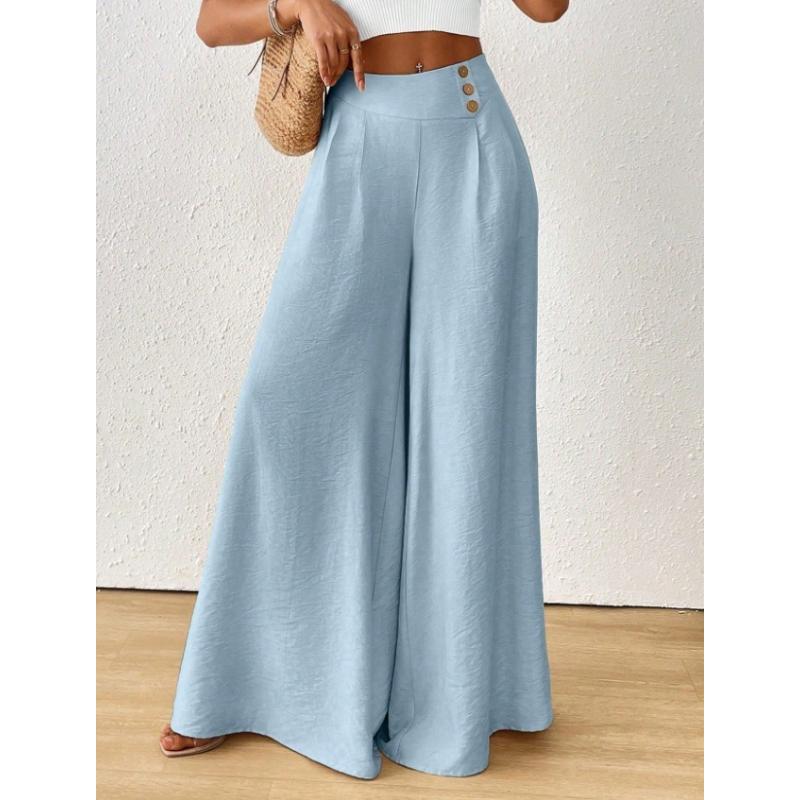 Casual Style Plus-Size High-Waisted Drapey Wide-Leg Pants for Women Summer Cotton-Linen Texture Slimming and Flattering Skirt Pants Commuting