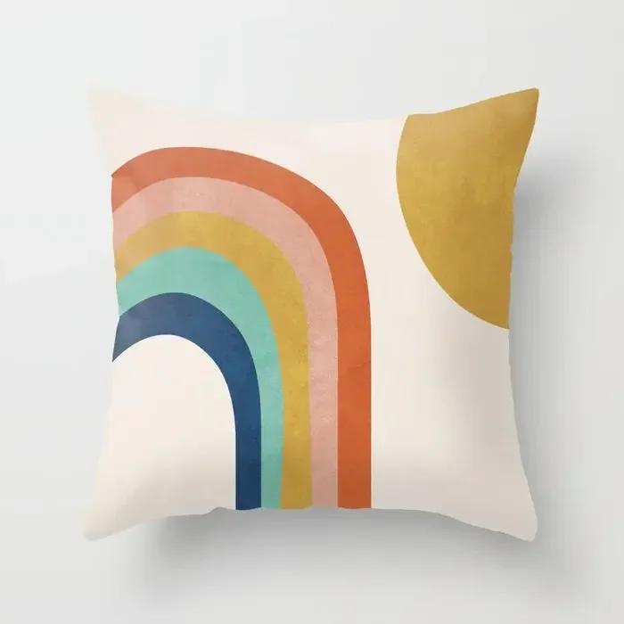 Modern Abstract Pink Brown Geometric Pillowscase Fashion Decorative Pillows Cover Livingroom Sofa Cushions Cover 45*45cm