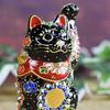 Stylish Kutani ware beckoning cat figurine from Waza no with perfect for opening a or any Kura, left-handed, black, cushion, business, birthdays,