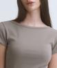 MUSINSA STANDARD WOMAN Women'S Slim Boat Neck Cap Sleeve T-Shirt [Taupe]