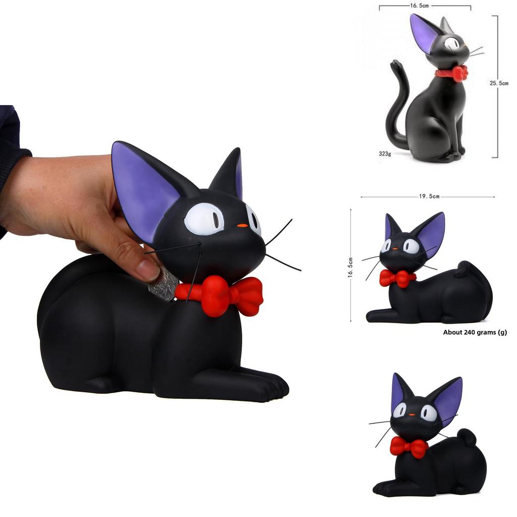 Black Cat Figurine Coin Savings Container With Cartoon Design For Gift And Collection