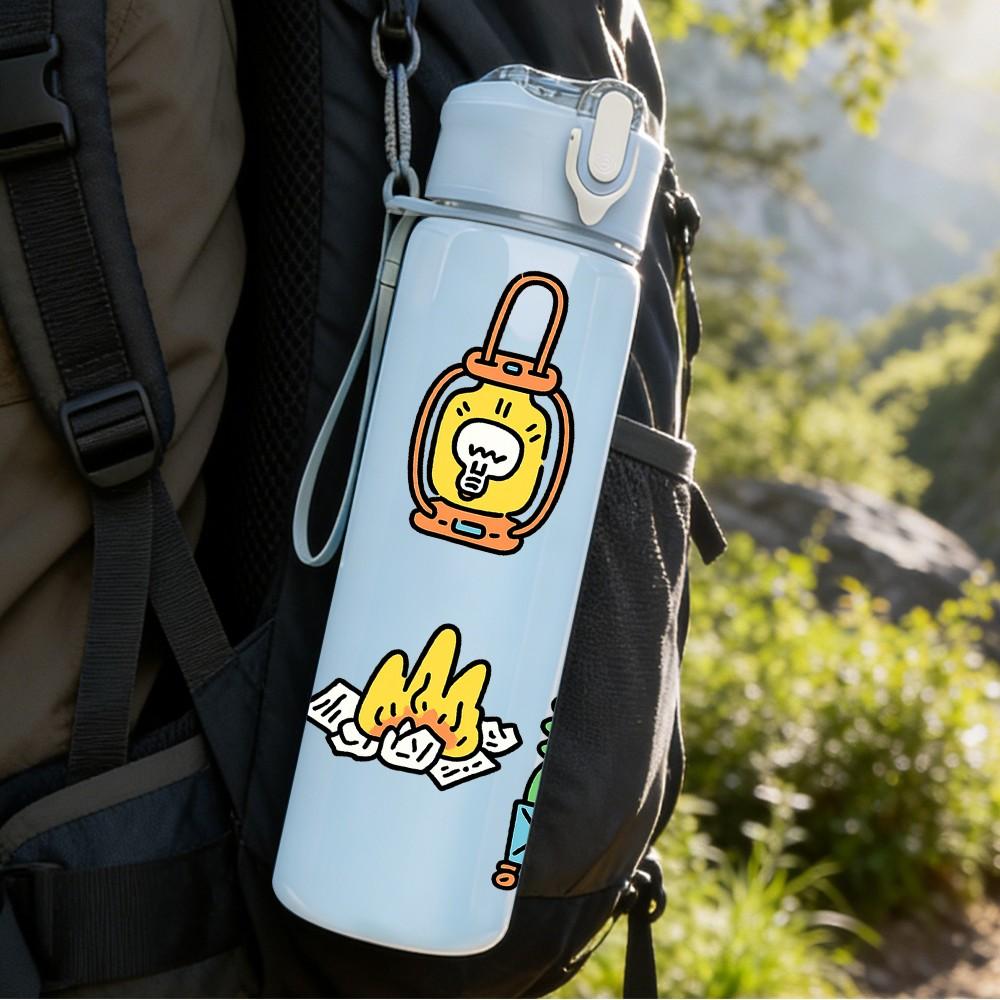 1PC Tool Box Plant Cartoon Print 750ml Color Plastic Sports Water Bottle Leakproof Flip Straw Lid Suitable for Sports Office Home Use