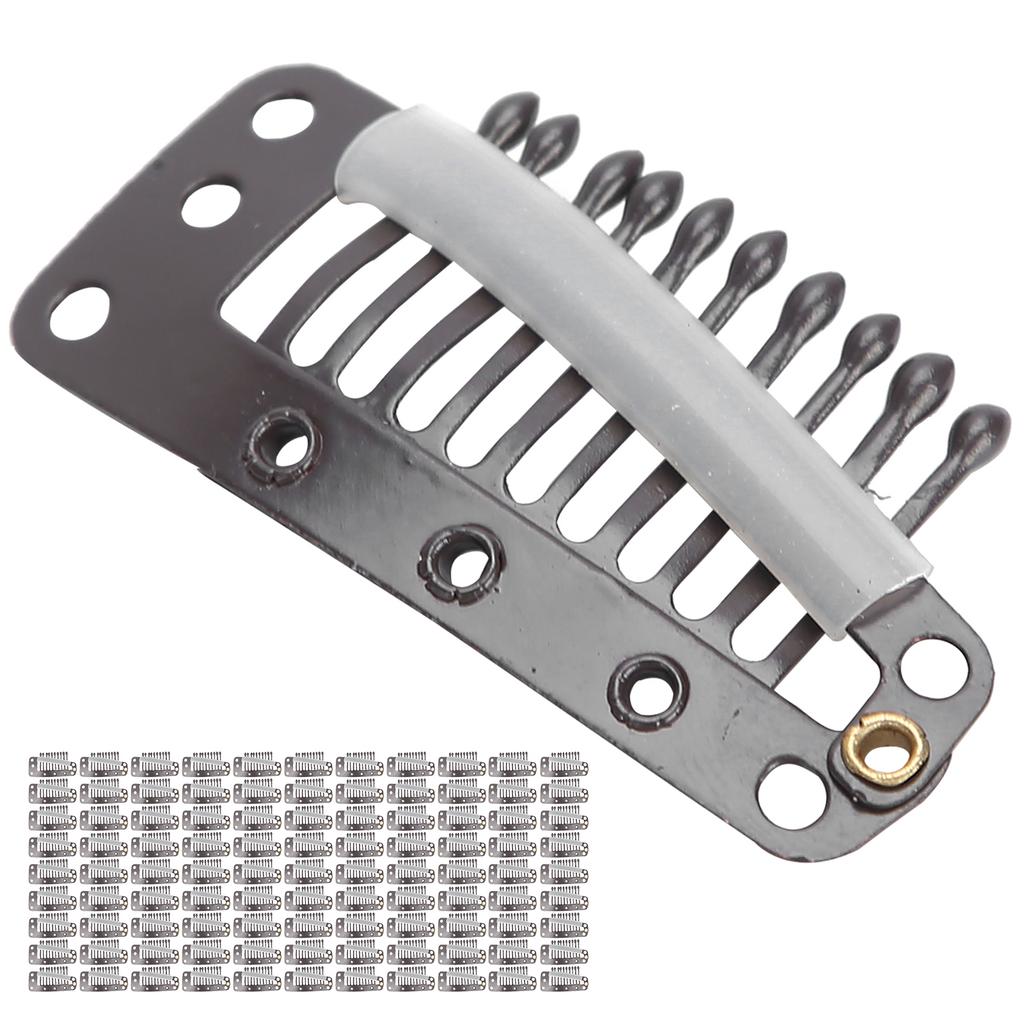 100pcs 10 Teeth Wig Clip Stainless Steel   Hairpiece Snap Clip for Hair Extension