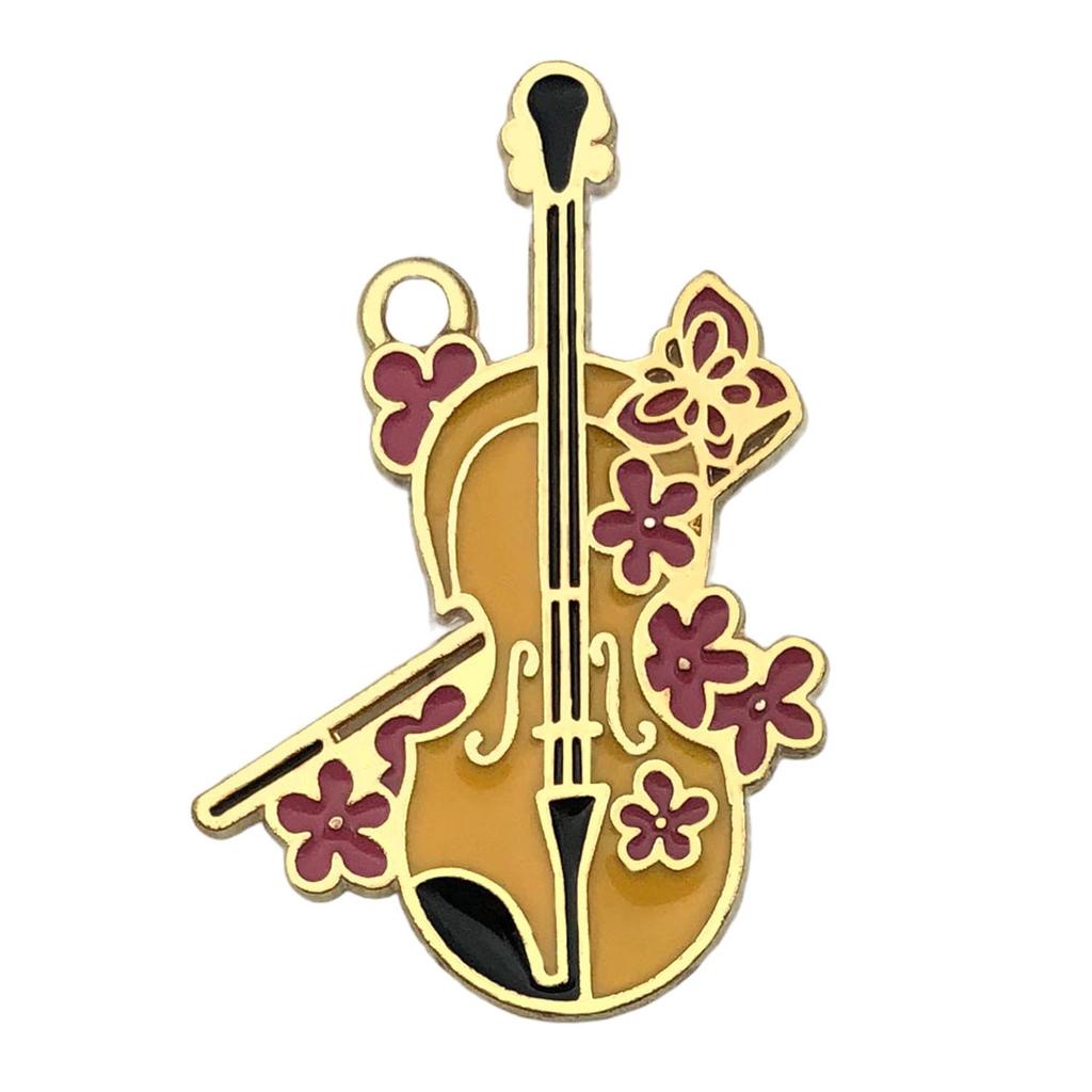 Colorful Alloy Musical Instrument Keychain Pendant: Harp, Guitar, Cello Charm