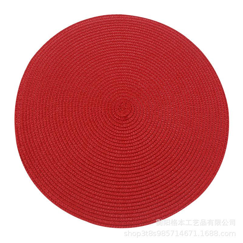 PP material woven placemat round heat insulation mat dining table western food non-slip mat nordic wind fruit plate coffee cup mat