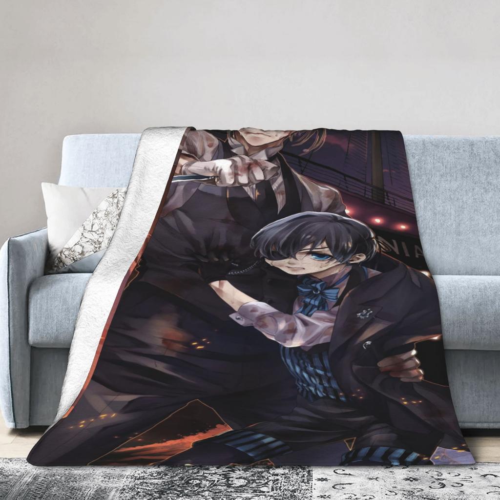 Sebastian Michaelis Ciel Flannel Blankets Blackbutlers Funny Throw Blankets for Home Hotel Sofa 150*125cm Bedspreads