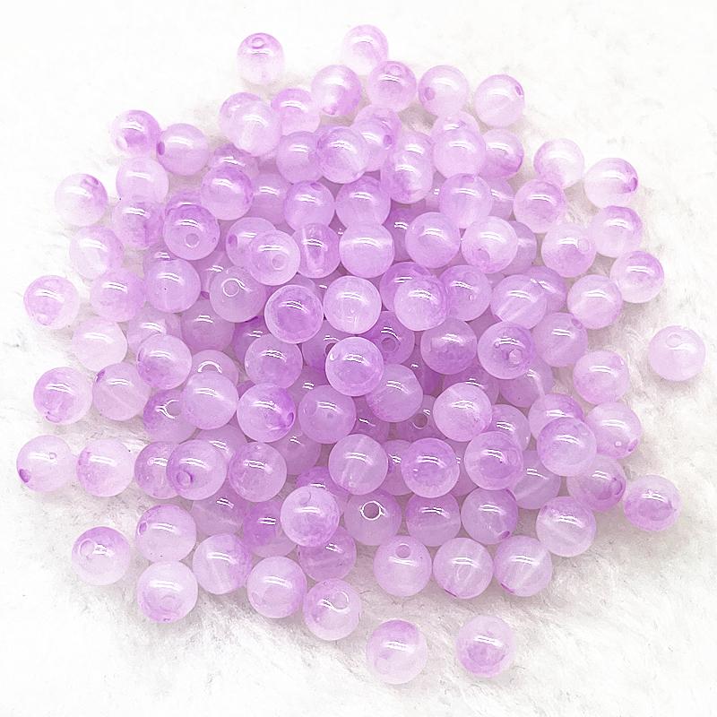 50pcs 8mm Double Color Imitation Jade Round Acrylic Beads Loose Spacer Beads Pattern for Jewelry Making DIY Bracelet Necklace