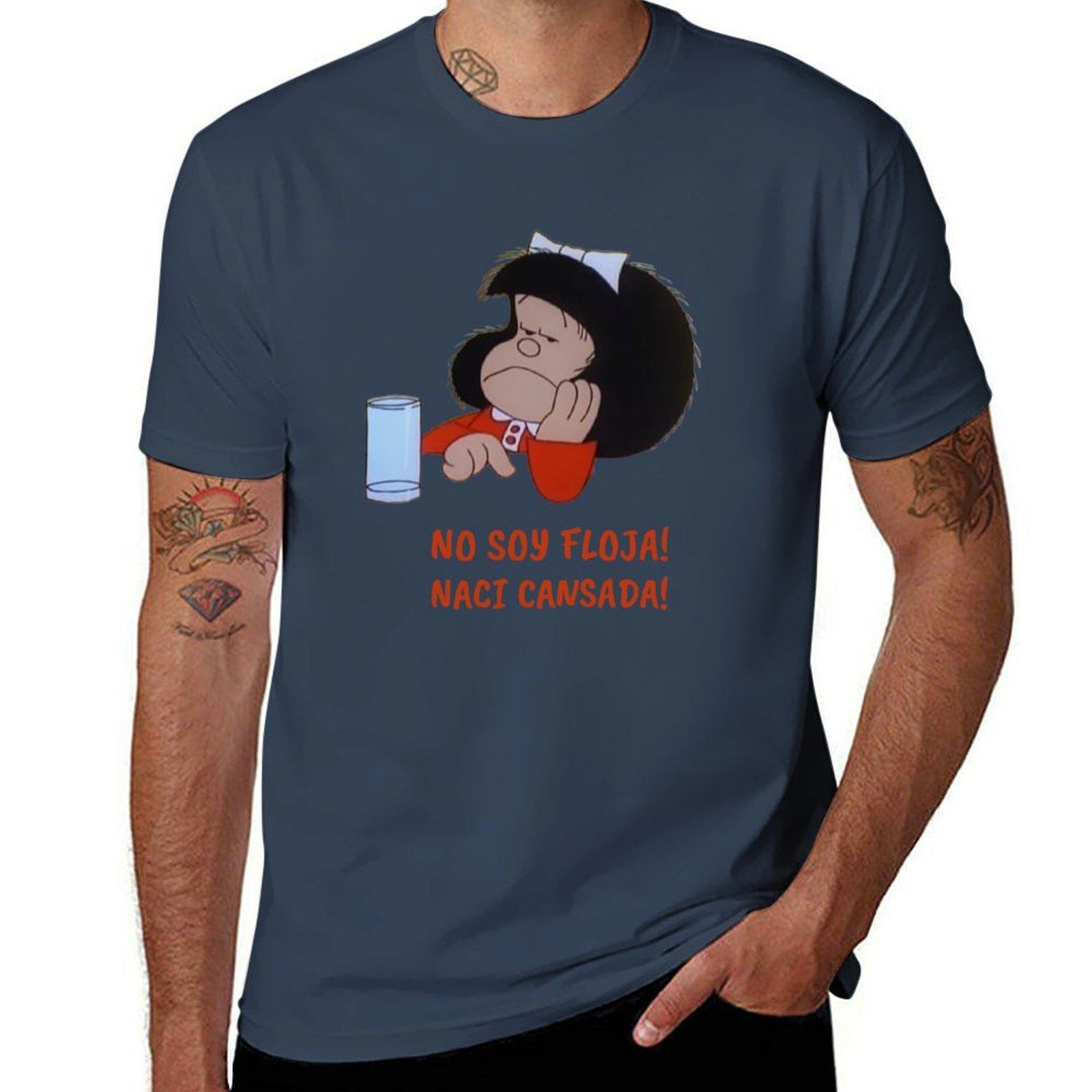 No Soy Floja Naci Cansada Mafalda TShirt Plus Size Summer Short Sleeve TShirt S